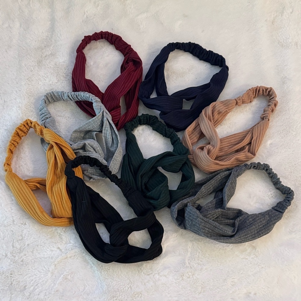 8 New Twist Front Stretch Back Headbands Assorted Colors
